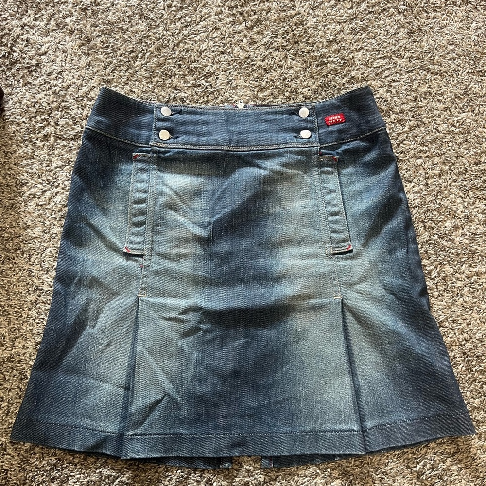 Miss Sixty Blue Pleated Mini Skirt